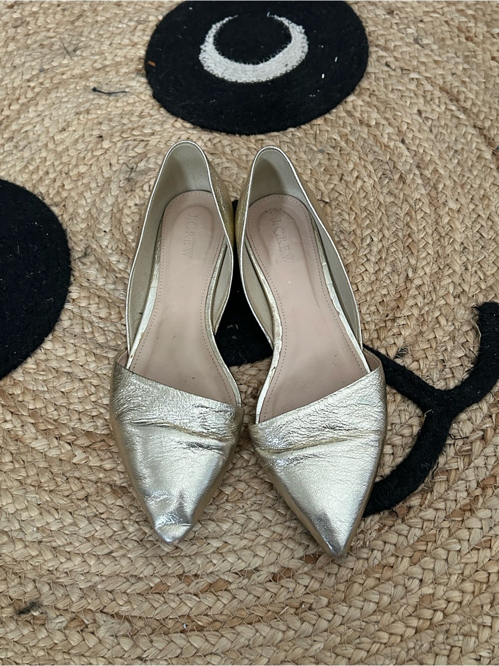 J. Crew Metallic Gold Pointed D'Orsay Flats